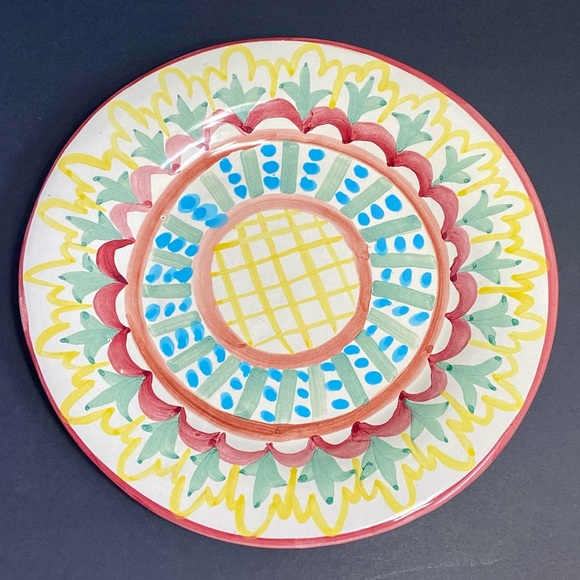 Vintage MacKenzie-Childs Madison Dinner Plate 11 5/8” Hand Painted Pastels 1983 - Picture 4 of 10